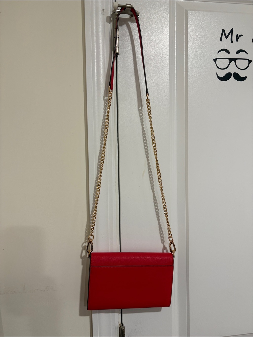 Tory Burch Red Leather Chain-Shoulder Crossbody Never Used! - Picture 3 of 11